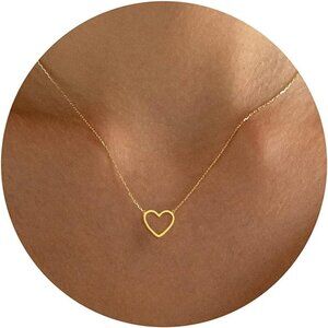⚡Heart Necklace 18k Gold Plated Beaded Chain Choker Necklace for Women Girls